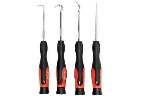 YATO YT-0843 – Zestaw haczków z rękojeścią 4 szt. | Namagnesowane, chromowane groty