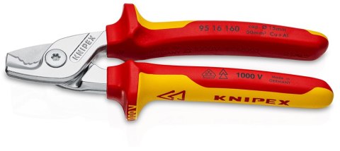 Nożyce do kabli KNIPEX StepCut 95 16 160 z izolacją VDE – bezpieczne cięcie przewodów.