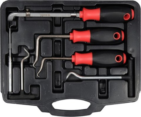 Zestaw do demontażu uszczelnień i oringów YATO YT-08432 – 6 precyzyjnych narzędzi.