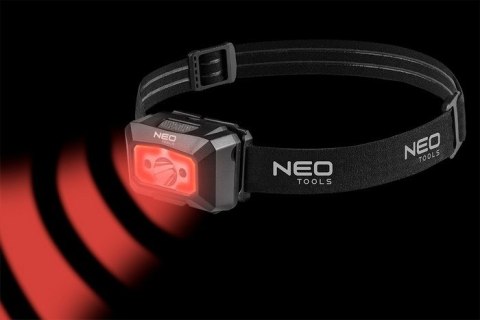 Latarka czołowa NEO TOOLS 99-073 z czujnikiem ruchu i akumulatorem USB.