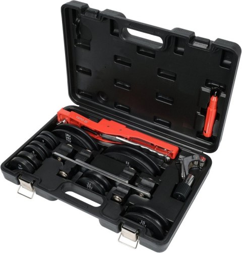 Giętarka ręczna YATO z mechanizmem zapadkowym i nylonowymi matrycami.