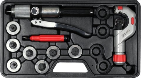 Narzędzie YATO do rur miedzianych 3/8–1-1/8 cala z zestawem akcesoriów.