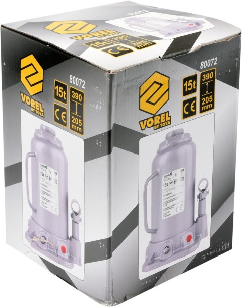 Opakowanie - Hydrauliczny podnośnik Vorel z zakresem podnoszenia 195–375 mm.