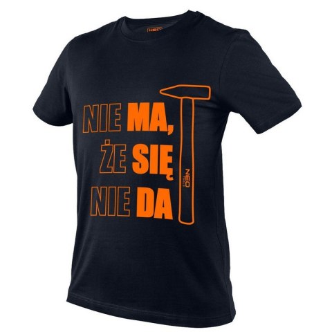 T-shirt NEO TOOLS 81-642 – koszulka z nadrukiem „MA SIĘ DA” w kolorze ciemnogranatowym.