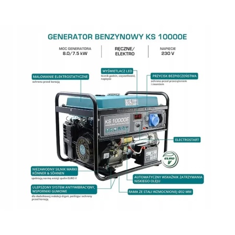 K&S GERMANY DX KS10000E – Agregat benzynowy 8 kW | Jednofazowy, 18 KM, AVR