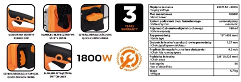 PILARKA ŁAŃCUCHOWA 1800W, 405MM