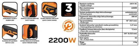 PILARKA ŁAŃCUCHOWA 2200W, 457MM