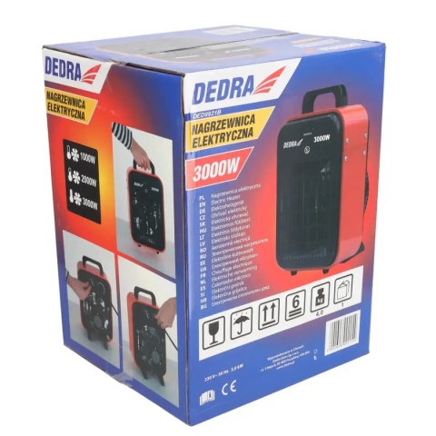 Opakowanie z czerwoną nagrzewnicą od Dedra  DED9921B