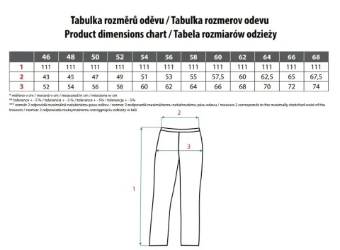 Spodnie do pasa niebieskie rozmiarówka CXS