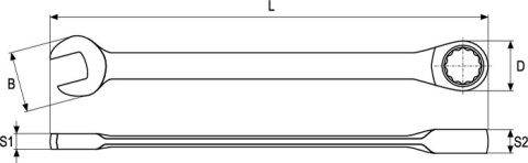 Rysunek techniczny - Dwunastokątne oczko z systemem AS-DRIVE chroni łby śrub.