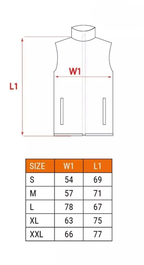 Tabela rozmiarów odzieży 82-533-XXL