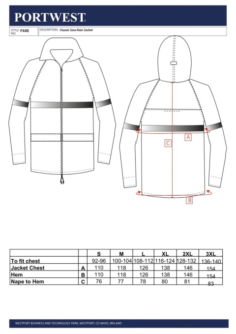 Tabela rozmiarów F440NAR XXL