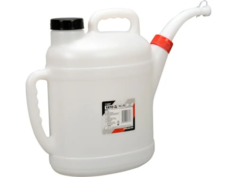 Nalewak warsztatowy YATO YT-06987 o pojemności 10 litrów z sztywną końcówką.