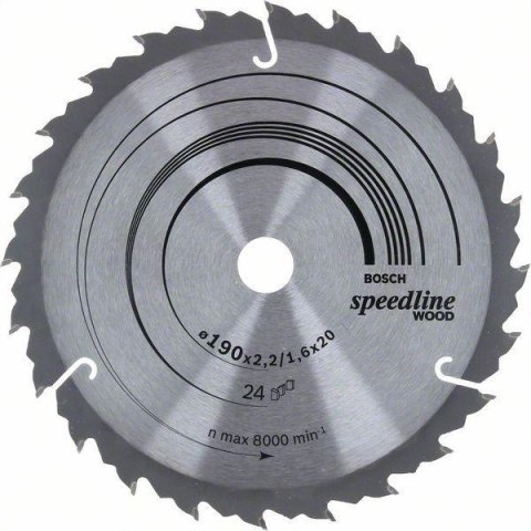 Tarcza Bosch PRO Wood Speedline 190×2,4×20/16 Z24 do drewna - 24 zeby
