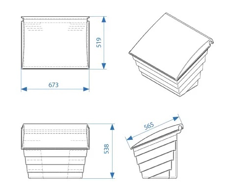 Rysunek techniczny pojeminka PPM 70 litrów