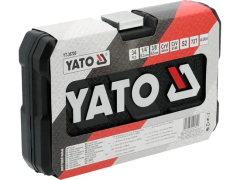 Walizka z Zestawem narzędziowym 1/4" + 3/8" 34 el. | Grzechotki, nasadki, bity S2