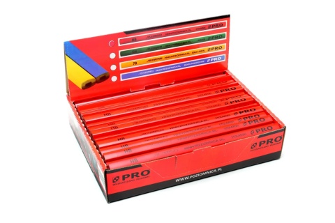 Ołowek PRO-BL211 posiada baryłkowaty kształt i prostokątną minkę do precyzyjnych oznaczeń.