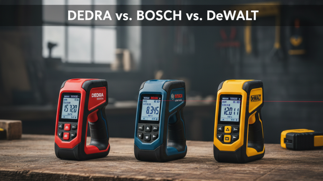 Porównanie dalmierzy laserowych: Dedra vs. Bosch vs. DeWALT